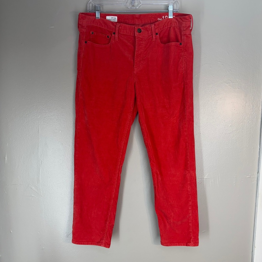 Gap 1969 Sexy Boyfriend Corduroy Pants Red Mid Rise Stretch 31/12r